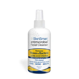 SkinSmart Antimicrobial Facial Cleanser Spray to Remove Viruses and Bacteria Around Eyes, Nose and Mouth, Fight Maskne, 8 oz Spray Non-Irritating Hypochlorous Acid