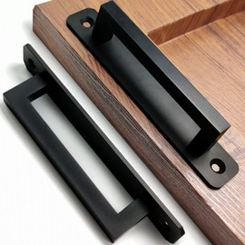 Westablize 2 Pack 5 Inch 128 mm Matte Black Square Cabinet Handles with Base Plate Aluminum Cabinet Pulls Drawer Pulls Sliding Door Pulls Black Cabinet Handles