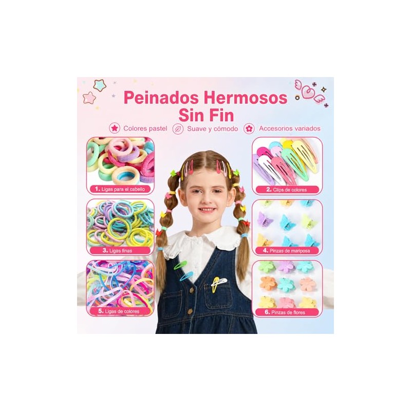 1544 PCS Accesorios para Cabello Niña, Conjunto Completo Kit para