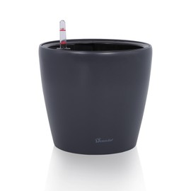 Dexceder 11x10 Inches Self Watering Planter Indoor Outdoor, Inner Pot Design, Thickened Table Flower Plant Pot with Water Level Indicator (Slate Gray Matte)