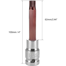 TOP-VIGOR Triple Square Spline Bit Socket, 1/2" Drive x M10 (10mm) Key Socket, Premium S2 Steel Bits, Bit with 3" Length for Torque Wrench, Ratchet Wrench, Impact Power Drills, Slide Bar