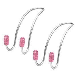 NYTKL 2PCS Car Headrest Hook, Bling Diamond Auto Hooks Stainless Steel Backseat Hangers, Universal Rhinestone Cute Seat Back Organizer Hanger for Purse Bag Clothes, Car Accessories (Pink)