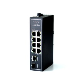 WIWAV WDH-9GT1GF-POE 10/100/1000Mbps 10-Port PoE Gigabit Unmanaged Industrial Ethernet Switches with DIN Rail/Wall-Mount (UL Listed, Fanless, -30°C to 75°C)