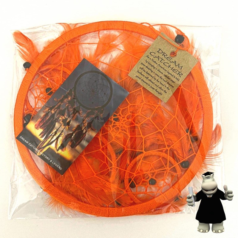 Smart Hippo Orange Dream Catcher Black Beads Orange Webbing