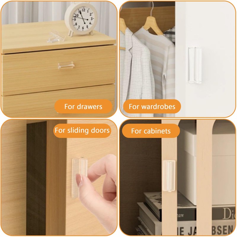MOROBOR Mini Self-Stick Instant Cabinet Drawer Pulls, 20pcs Clear Silicone