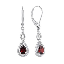 Starchenie Ruby Earrings for Women 925 Sterling Silver Infinity Dangle Earrings Birthstone Jewelry
