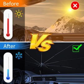 D-Lumina Winshield Sun Shade Umbrella for 2012 2013 2014 2015 Honda Civic, Foldable Car Umbrella Window Shade Sun Visor Cover for UV Rays & Sun Heat Protection Automobile Interior Accessories