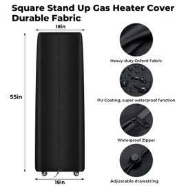 Square Tower Patio Heater Covers, Heavy-duty and Weather-resistant Oxford Fabric, Waterproof, Dust-proof, Snow-proof, Windproof, with Zipper and Storage Bag
