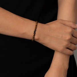 Landorilo 4 mm Stretch Bracelet Made of Real Natural Stone Beads, Healing Stone Bracelet, Yoga Bracelet for Women, Men, Lucky Bracelet, Friendship Bracelet, Replacement Beads Included, Stone