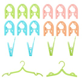 12Pcs Anti-Slip Portable Travel Hangers, 4 Colours Space Saving Plastic Foldable Coat Hanger, Folding Clothes Hangers, Camping Hanger with Groove Design 4 Clips for Hotel Outdoor Holiday