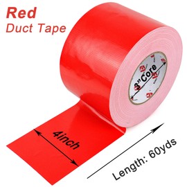 BOMEI PACK 4" Red Duct Tape Wide Roll,4 Inch x 60 Yards,Industrial Grade Duct Tape,Heavy Duty,Waterproof and UV Resistant,Residue Free for Repairing,Home and Craft