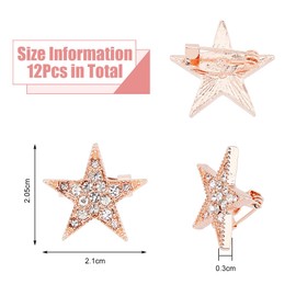 SUPERFINDINGS Pack of 12 Star Brooches Alloy Pentagram Brooches Rose Gold Rhinestone Badge Metal Brooch for Dresses Sweater Scarves Berets Bag Decorations, Metal