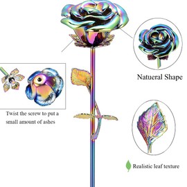 Imrsanl Rose Flower Keepsake Urns for Human Ashes - Memorials Urn Locket - Long-Stem Colorful Rose Flower Cremation Urns - Funeral Urn for Ashes Adult Cremation Keepsake for Ashes (Colorful-2)