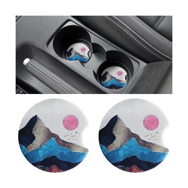 XINLIYA 2 Pack Car Coasters for Drinks Absorbent - 2.75 Inch Cute Car Cup Holder Coasters for Women, Removable Cup Holder Coaster for Your Car, Car Interior Accessories for Women & Girls (Style C)