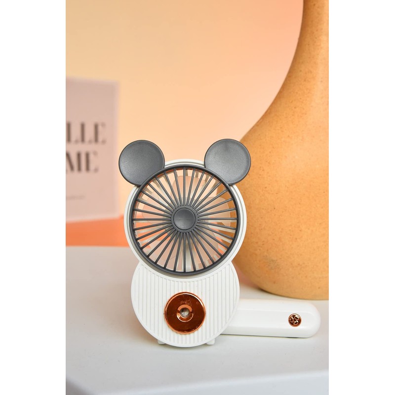 LACOVIA Cute Mickey Misting Mini Fan, Handheld Portable USB Rechargeable