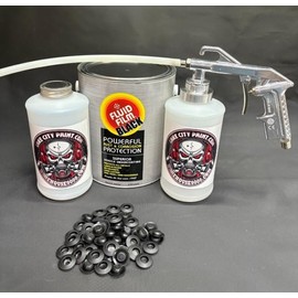 Gal. Fluid Film Black, Semi Pro Undercoating Gun, 1 Wand, 2 W Qt. Bottles, and 50 Rust Plugs