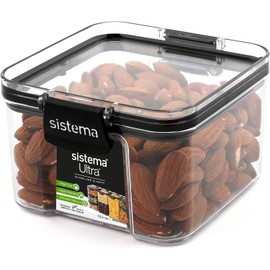Sistema J7S95 Ultra Square Food Container, 460ml, Black, Brown/Tan