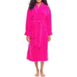 Alexander Del Rossa Fluffy Robe, Fuzzy Robe for Women, Warm Soft Fluffy Robes for Women, Womens Robe Fuzzy Magenta Pink Large (A0302MAGLG)