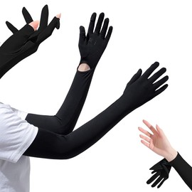Women's Arm Cover, Summer, Up to Your Fingertips, Cooling Sensation, Long, Sunburn Prevention, Arm Cover, UV Protection, Removable, Anti-Slip, Smartphone Operation, Cooling, Cycling, Outdoor Activities