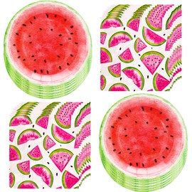 100Pcs Watermelon Party Supplies Watermelon Party Set 7"Sweet Watermelon Plates Watermelon Napkins for Watermelon Theme Summer Fruit Watermelon Birthday Party Decorations|Serve 50 (Pink Watermelon)