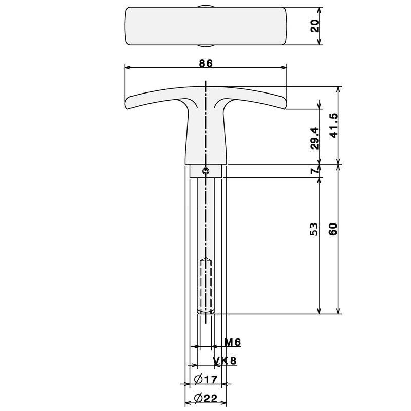INTRA-TEC Garage Door Handle Aluminium F1 8 x 60 mm