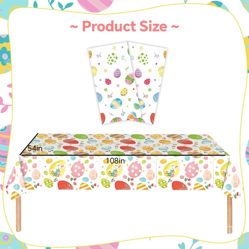 Easter Tablecloth,Easter Table Decorations,Easter Party Tablecloth,Colourful Egg Cartoon Table Cover,Disposable