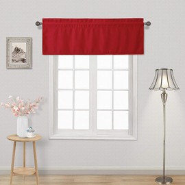 DWCN Red Christmas Valance for Windows Rod Pocket Blackout Window Valance Curtains for Kitchen Bedroom 52 x 18 inch Long,1 Panel