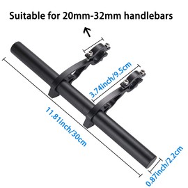 Bike Bicycle Double Handlebar Extender Extension,11.8"(30 cm) Aluminum alloy Super Long Bracket Accessories，For Bike Mounts,GPS Units, Headlights,Light Lamp,Phone Mount,For 20mm-32mm caliber