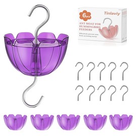 6-Pack Ant Moat for Hummingbird Feeders, Large Capacity Petal-Shaped Ant Guard, Outdoor Ant-Proof Hanging Feeder Accessories, Twist & Clean with Level Window (6 Set)