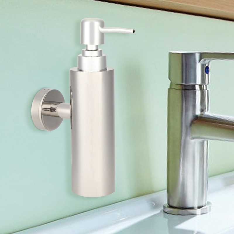 Wall Mounted Home Bathroom Stainless Steel Round Manual Hand Liquid