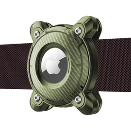 Mebeter Waterproof Pet Airtag Dog Collar Holder, Anti-lost Shock Resistant Mini Air Tag Holder Hard TPU Full Protection Airtag Dog Collar Case for Key,Backpack,Luggage,Cat,Dog Gps Tracker (Army Green)