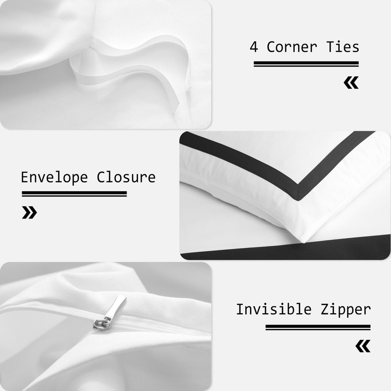 OSVINO Hotel Duvet Cover Set 2Pcs Microfiber Simple Line Style