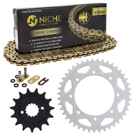 NICHE Drive Sprocket Chain Combo for Kawasaki KLX650 KLX650R Front 15 Rear 43 Tooth 520V-X X-Ring 112 Links