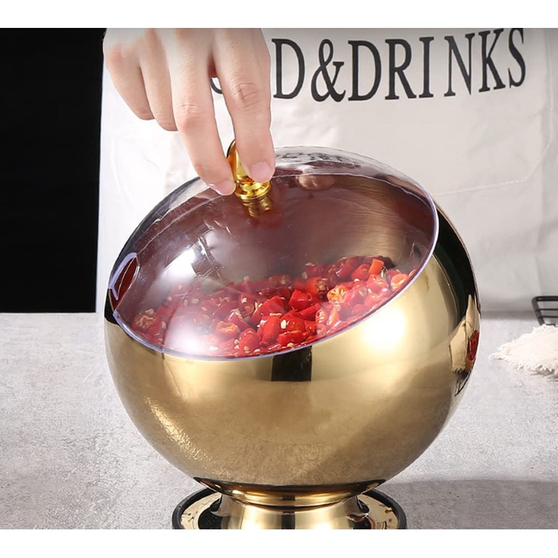 Mozacona Gold Stainless Steel Spherical Sugar Bowl Seasoning Jar Mints