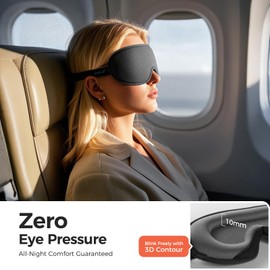 pack all Light Blocking Sleep Mask for Men and Women, 3D Eye Mask for Pressure-Free Sleep, Soft Sleeping Eye Cover with Adjustable Elastic Strap, Grey