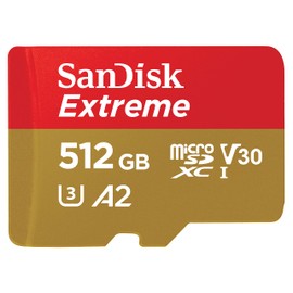 SanDisk MicroSDXC UHS-I Card 512GB Extreme Ultra High Speed Type (Read Up to 190MB/s / Write Up to 130MB/s) SanDisk Extreme SDSQXAV-512G-GN6MN