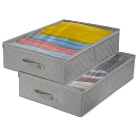 Sorbus Storage Bags Closet & Underbed Organizer Set, Clear Cover, Foldable with Carry Handles, Great for, Clothes, Linens, Bedding, Closets, Bedrooms, and More (Closet Organizer, Gray)