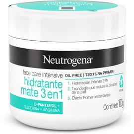 Neutrogena Face Care Intensive Crema Hidratante Facial Mate 3 en 1 D Pantenol 100g