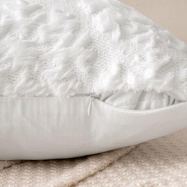 MIULEE Christmas Cushion Covers Pack of 2 Embroidery Fluffy Soft Faux Fur Decorative Throw Pillow Cover Decoration for Sofa Bedroom,18 x 18 Inches,Round Snowflake Pattern,Beige