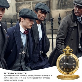 Cerioll Vintage Pocket Watch, Retro Quartz Pocket Watch, Retro Pocket Watch with Chain, Classic Men's Pocket Watch, Antique Chain Watch with Roman Numerals, Vintage Men's Pocket Watch with Chain,