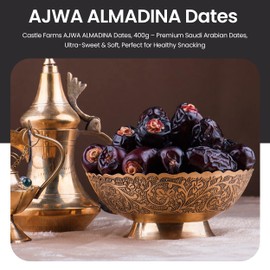 AJWA ALMADINA Dates - Premium Quality Saudi Arabian - Naturally Sweet & Soft - Halal - Fresh and Dried- Perfect for Ramadan - Healthy Lifestyle - 400g