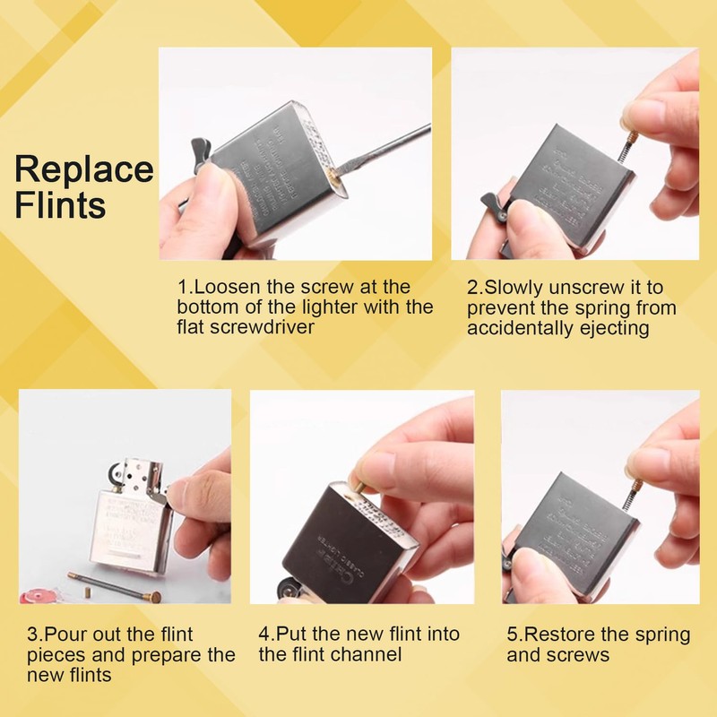 CooBigo Black Lighter Flints 500pcs & Lighter Wicks 20pcs,Ferrocerium Flint