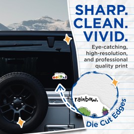 (2 Pack) Eat The Rainbow Stickers - Cute Food Stickers - Healthy Eating Decals - 5" On Longest Side - Sticks to Smooth Flat Surfaces - Made in USA - BMCS12023