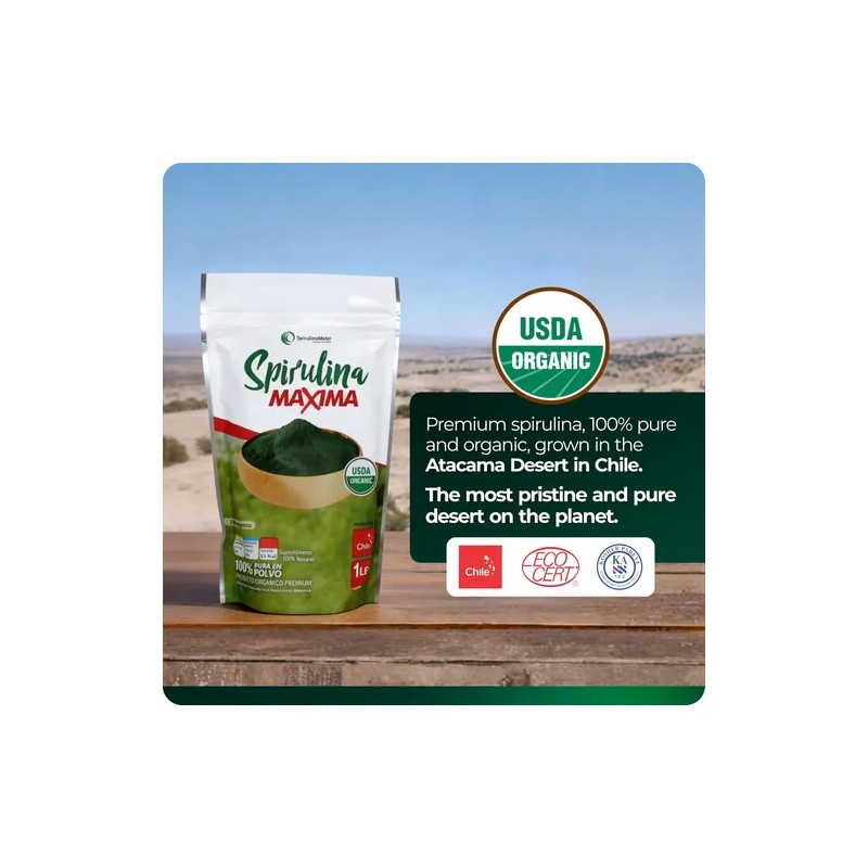 Spirulinamater Polvo Orgánico De Espirulina Usda 1 Lb
