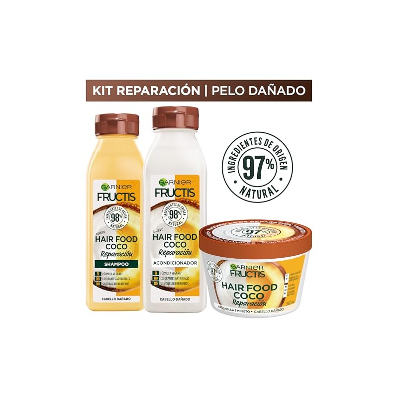 Kit Garnier Fructis HairFood Coco Rutina para cabello dañado