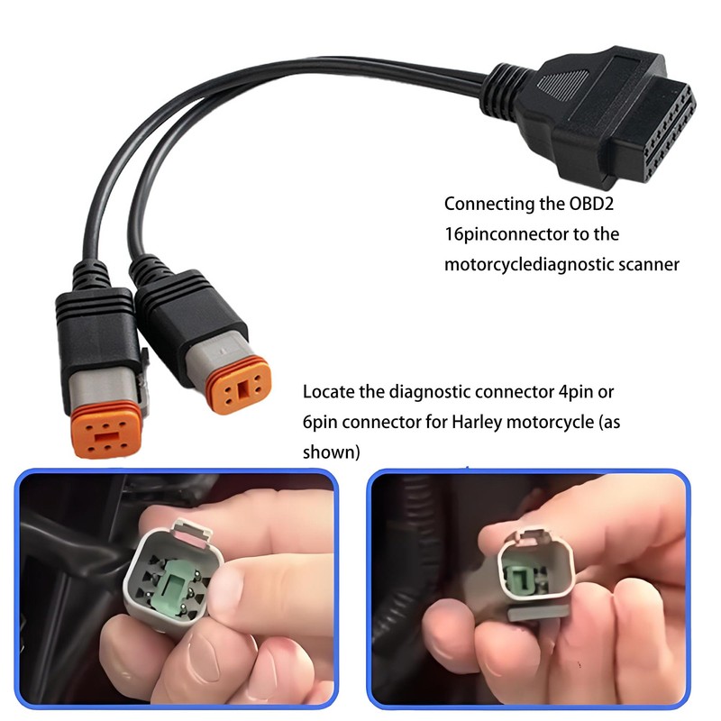 Yalgdlen 4pin+6pin 2 in 1 Connect for OBD Harley Motorcycle