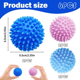 6 Packungen TrocknerbäLle,TrocknerbäLle FüR WäSchetrockner,WäScheball TennisbäLle Trockner,Daunenjacke Trocknerball,Waschmaschinen-WäScheball,Wiederverwendbar Waschkugel FüR FlüSsigwaschmittel