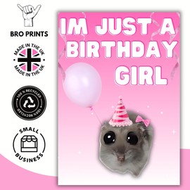 Bro Prints®: Birthday Cards for Women - Best Friend, Sister, Mother, Daughter - Gifts for Women Birthday Unique - Just a girl meme