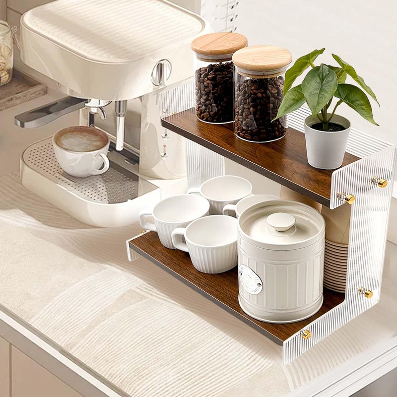 SNAIL GARDEN Acrylic & Wood Coffee Station Organizer with Raised