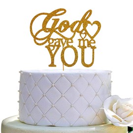 Decoración para tartas de God Gave Me You para bodas, compromisos, fiestas de matrimonio, purpurina dorada de doble cara